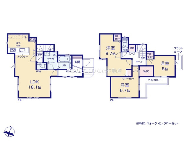 『八王子市新築戸建て』八王子市子安町1-55-2【仲介手数料無料】　２期の間取り|～仲介手数料無料☆八王子ひなた不動産～八王子市子安町　新築戸建て