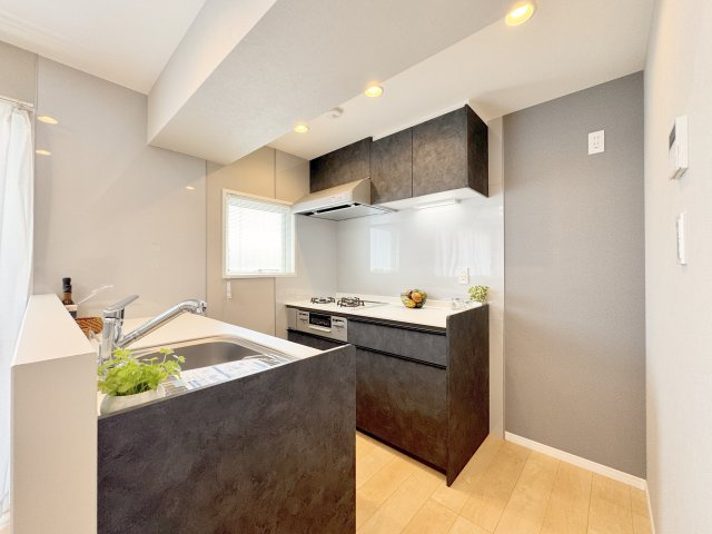 エスポワール岩淵のキッチン|収納力のあるシステムキッチン！生活感を感じさせないおしゃれな生活をどうぞ！