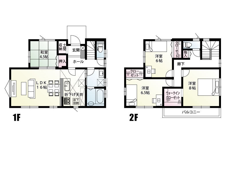【1号棟 区画図】並列駐車4台可能です。急な来客時にも安心です！
