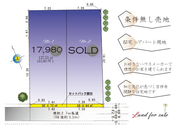 吉祥寺南町2丁目・売地の区画図