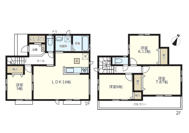 御殿場市御殿場８３番　新築戸建　全2棟　A号棟の区画図