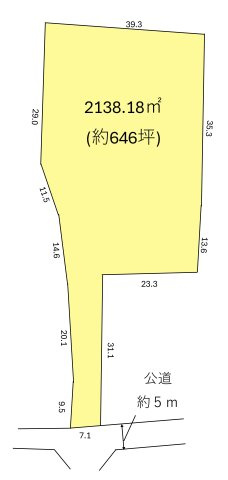 土地　坂戸市横沼　の区画図|約646坪の敷地です！