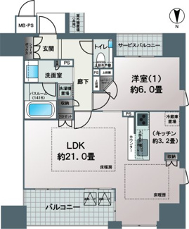 【間取り】 | ワコーレ大阪新町タワーレジデンス | 【間取り】12階・角住戸につき、眺望・採光・通風の全てが良好◎