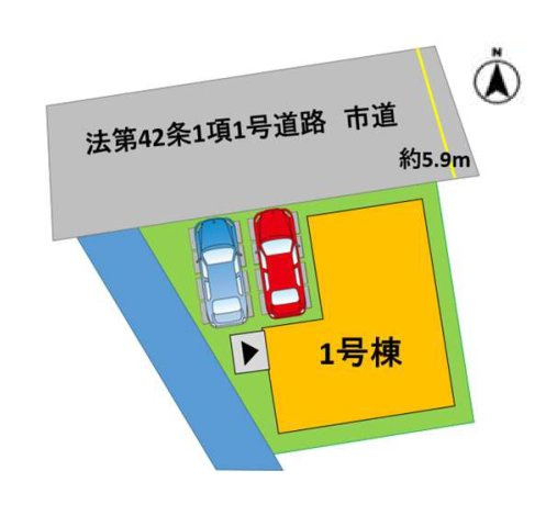熊本市東区健軍3丁目第2-1棟（1号棟）　の区画図|配置図（1号棟）