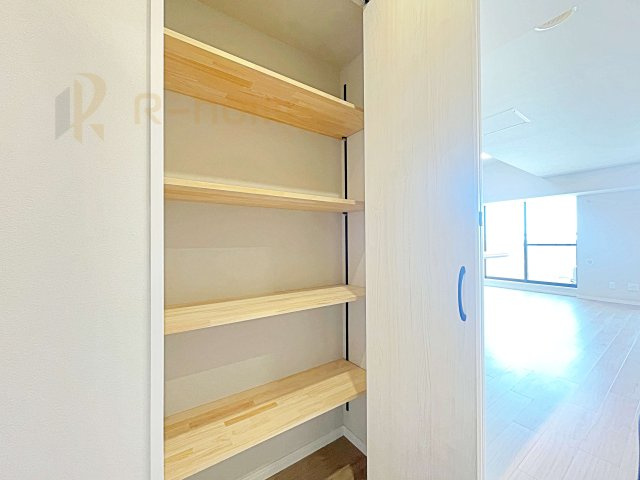 土浦市　ソリッドタワー　中古マンションの収納|リビングに便利な収納スペース！可動棚付きで整理整頓ラクラク♪