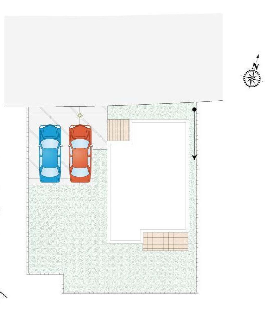 前橋市上小出町3期　1号棟　新築住宅の区画図|駐車場２台以上ご用意しています！
並列駐車なので車の出し入れもしやすいですよ！