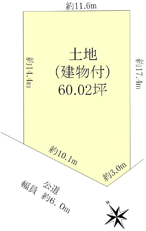 栗東市川辺　建築条件無し売土地の土地図