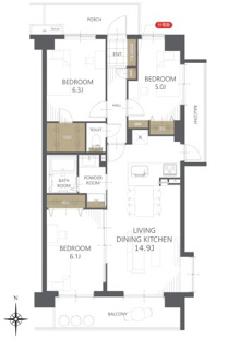 【間取り】朝日パリオ越谷南Ⅰ 
