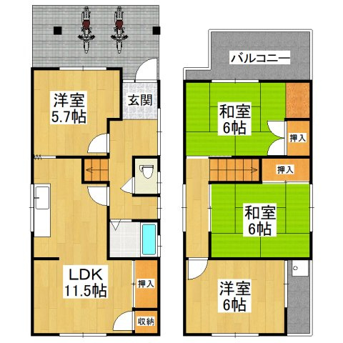 【間取り】 | 河内長野市寿町貸家
