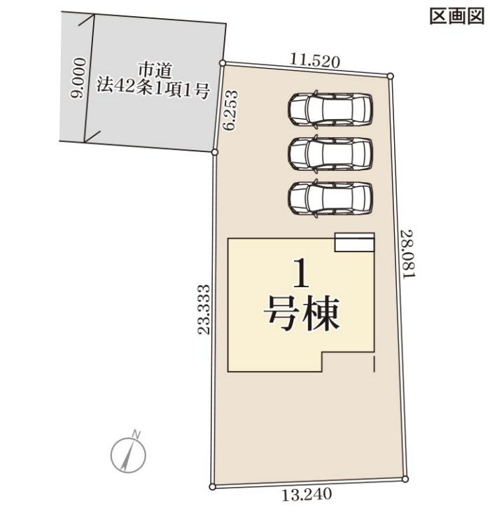 第1石岡市下林　新築戸建の区画図