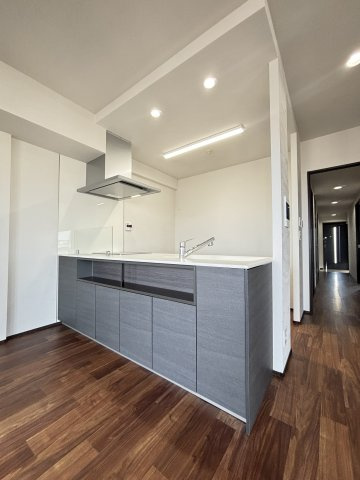 グラン・パレ大倉山ウエストタワーのキッチン|キッチン背面収納スペースも充実しており、カウンター上での軽食を取ることも可能です