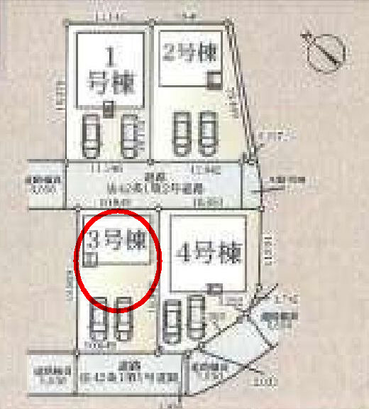 クレイドルガーデン高崎市箕郷町上芝第7　３号棟の区画図|駐車場２台ご用意しています！
並列駐車なので、車の出し入れもしやすいですよ！