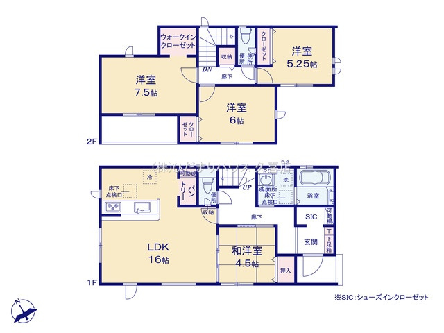 羽生市中岩瀬　新築一戸建て　03　グラファーレの間取り|全居室南向き！自然光を取り込みやすい明るく暖かい住まい♪