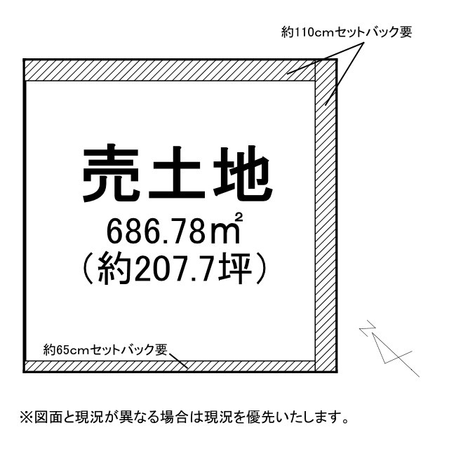 野洲市小堤　建築条件無し売土地の土地図