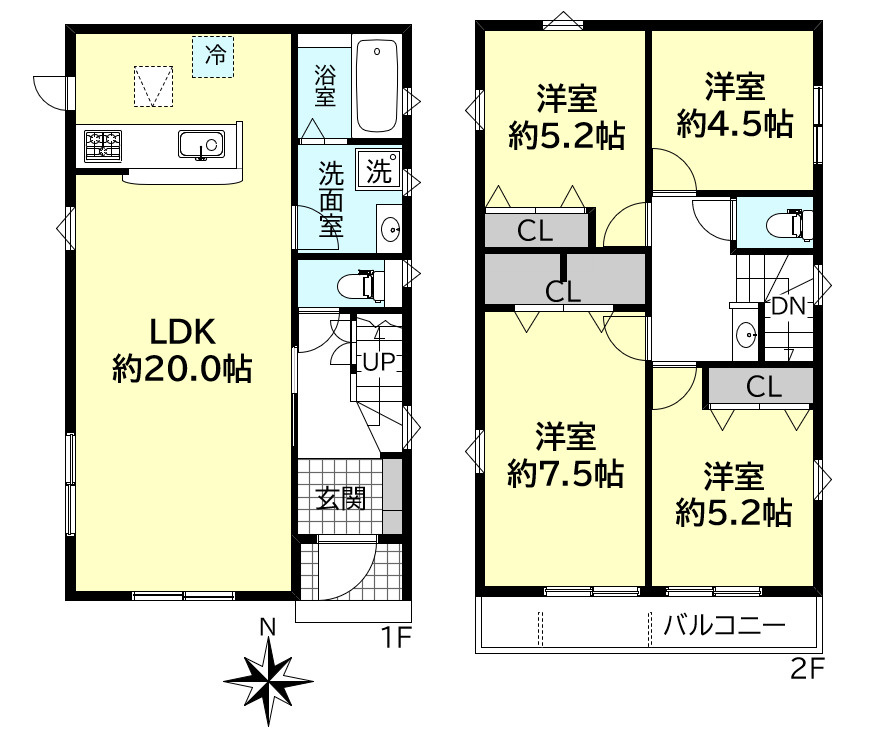 明石市大久保町山手台２丁目新築戸建１号棟の間取り