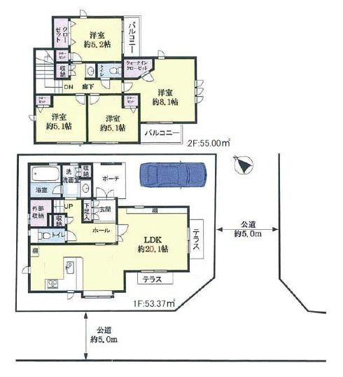 【間取り】 | 西東京市谷戸町２丁目　中古戸建て | 角地で陽当たりも良好♪テラスもありのんびり過ごせます