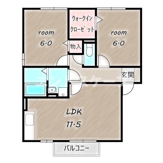 メゾンベール　Ａの間取り|高崎、前橋のお部屋探しはエンドスケープまで！お客様の理想お聞かせ下さい♪