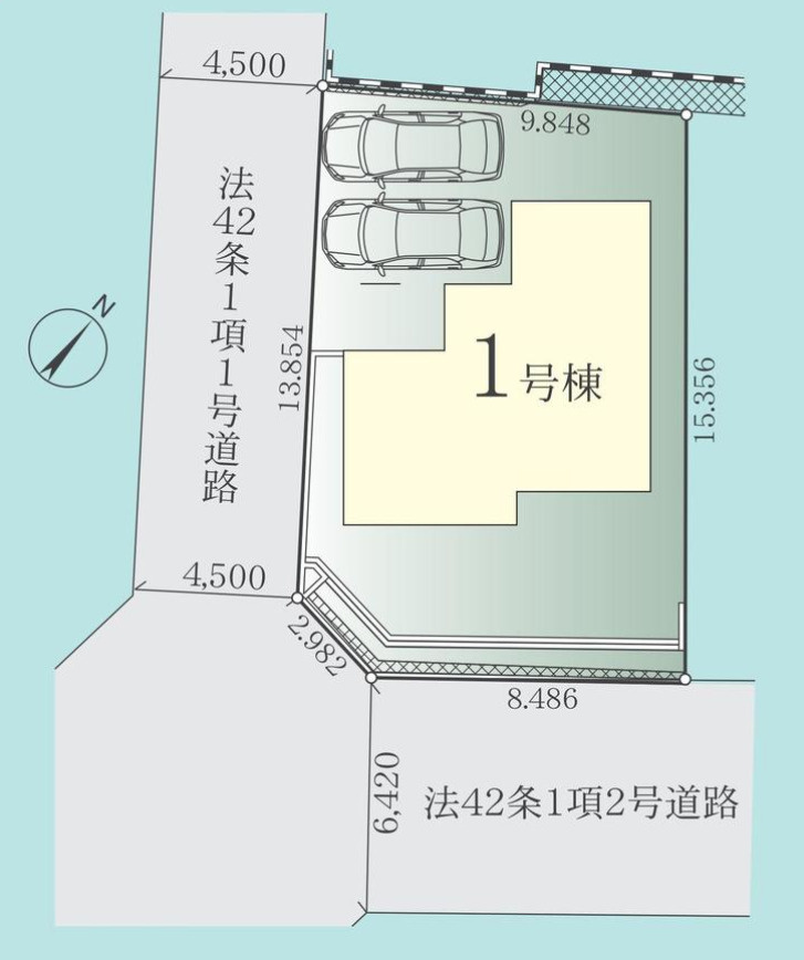 横浜市瀬谷区阿久和東3丁目 新築戸建て【仲介手数料無料】カースペース2台の区画図
