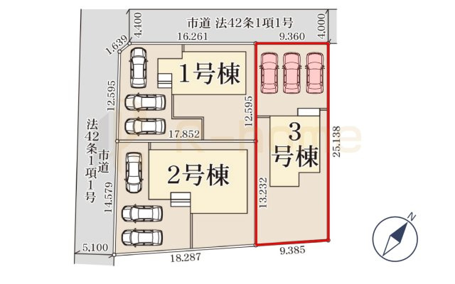 第1常総市東野原　新築戸建て　3号棟の区画図|大きなお買い物だからこそ、メリット・デメリットを伝えさせて頂きます。
R-homeにお任せください♪