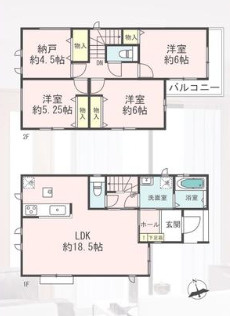 茅ヶ崎市柳島　新築戸建　全1棟1号棟の間取り