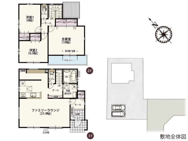 【間取り】 | キッチン裏に備えたカウンター付き収納スペースで生活空間すっきり♪明るい広々リビングが嬉しい！