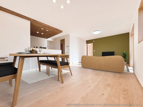【居間・リビング】 | 【LDK　CG家具設置イメージ】
※画像内に含まれる家具家電はCGで作成されたイメージです。実際の物件には付帯しません。