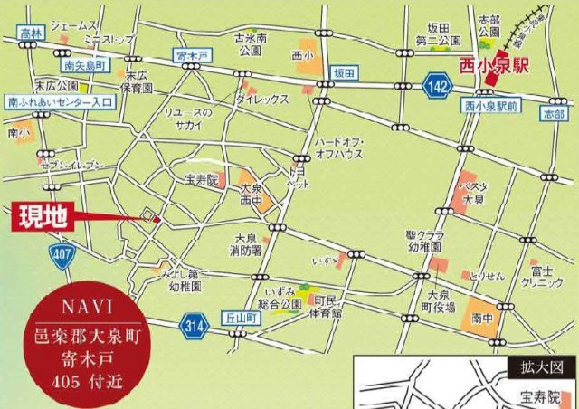 新築戸建・建売　大泉町寄木戸7期　GRAFARE　全5棟の地図