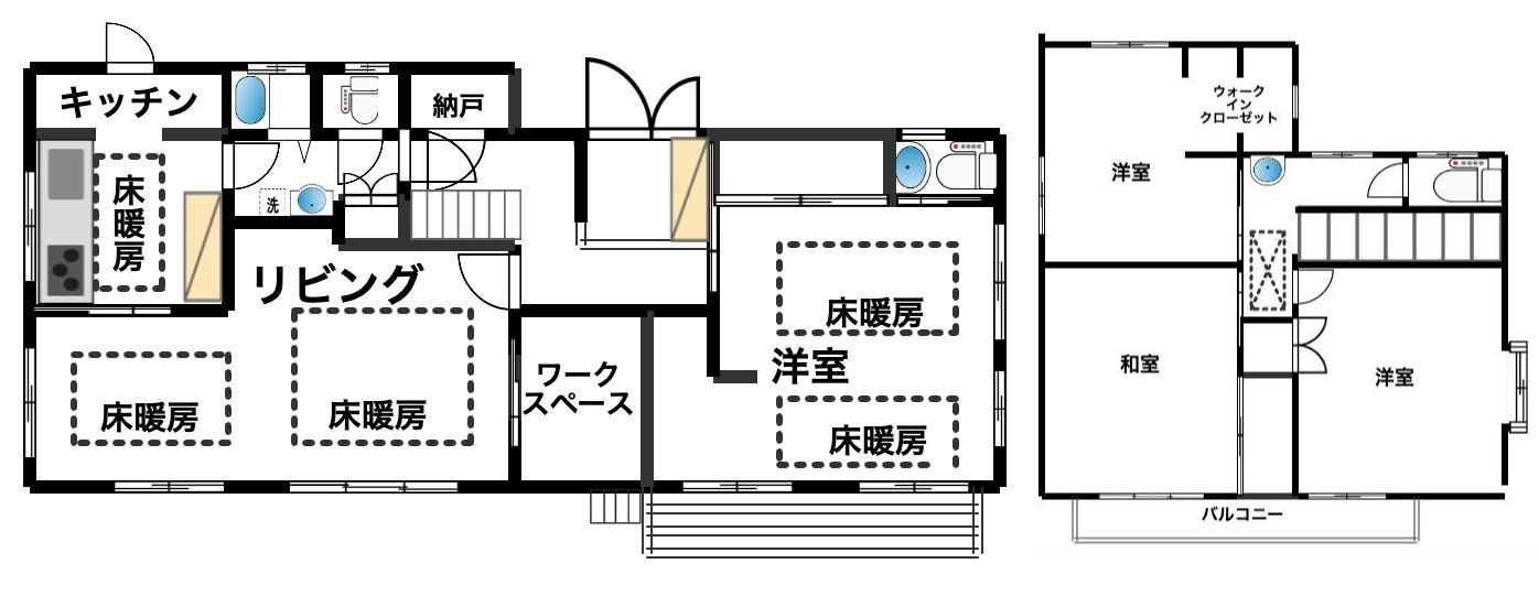 茅ヶ崎市浜竹4丁目　中古戸建の間取り|南にワイドスパンの間取りです