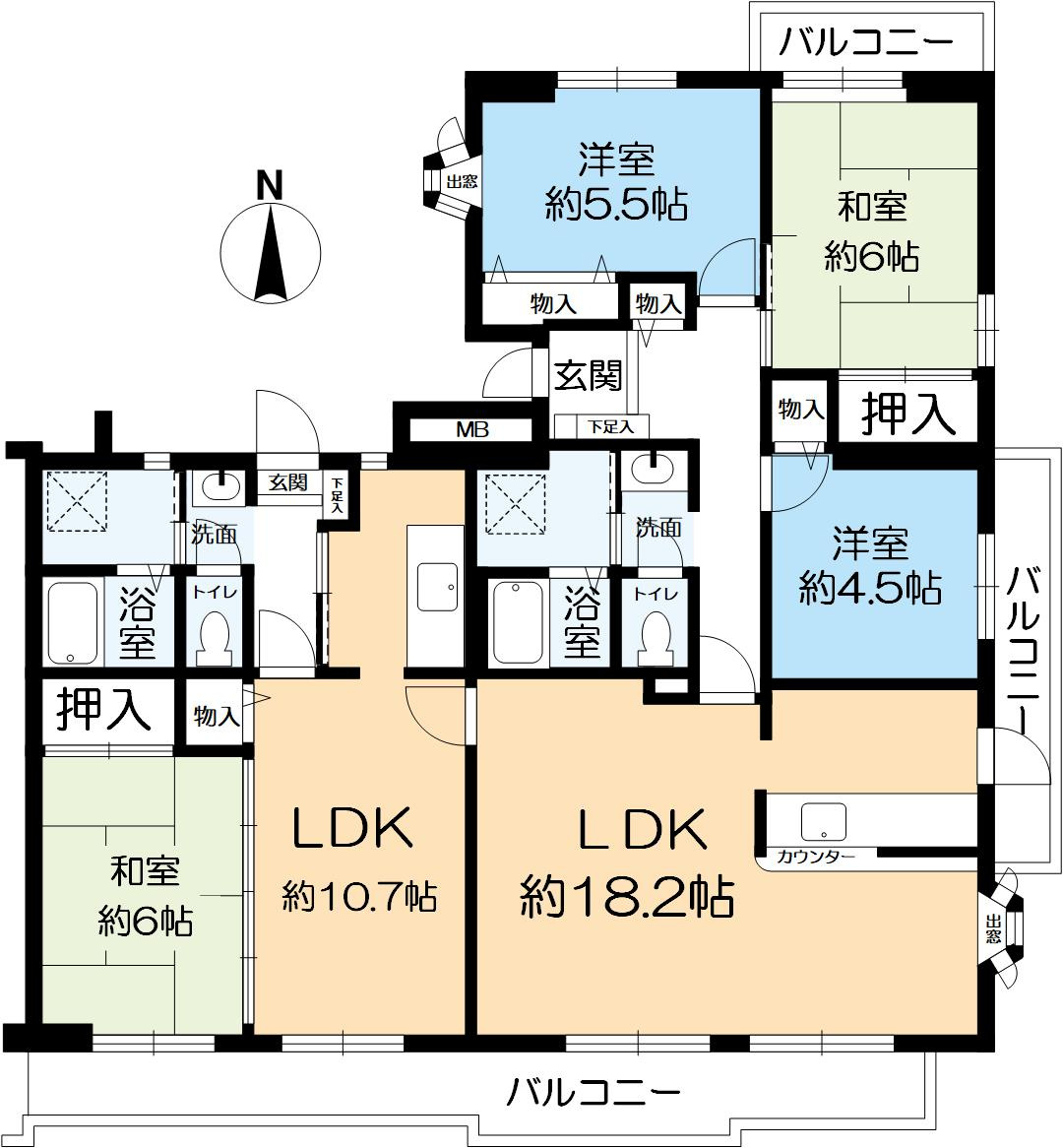 高槻阿武山二番街２０１号棟の間取り