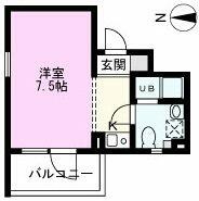２面採光、角部屋の１Ｒ