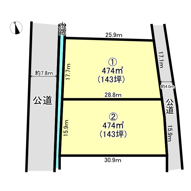 東松山市大字下唐子1981番の一部②区画の土地図