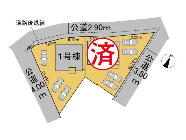 クワイエ　各務原市那加新田町2丁目第3　全2区画分譲の区画図|■区画図
■YAMADA電機の　ヤマダ不動産　株式会社リライフ　
いつでもお問合わせ下さい。