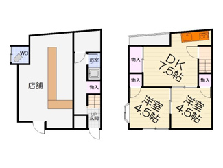 【間取り】 | 引野町2丁店舗付き貸家