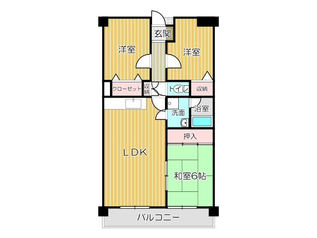 エクレール若葉台の間取り|LDK11.7帖・和室6帖・洋室5.8帖・洋室5.4帖
