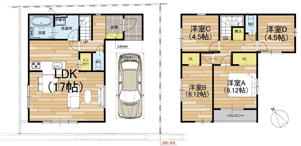 野洲市久野部2号棟　新築戸建て