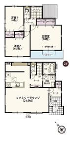 ワイウッドコート羽生市砂山第1期　新築一戸建て　05の間取り|10帖の主寝室は家具の配置も自由自在！書斎スペースやドレッサーも置けちゃいます♪