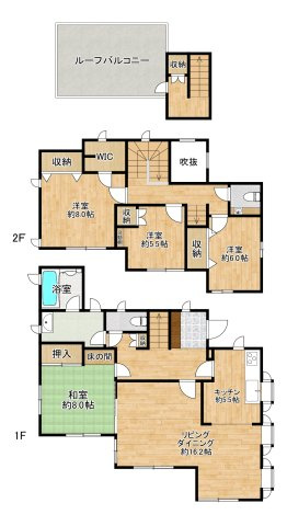 青葉区南吉成1丁目　積水ハウス施工バルコニー付き住宅の間取り