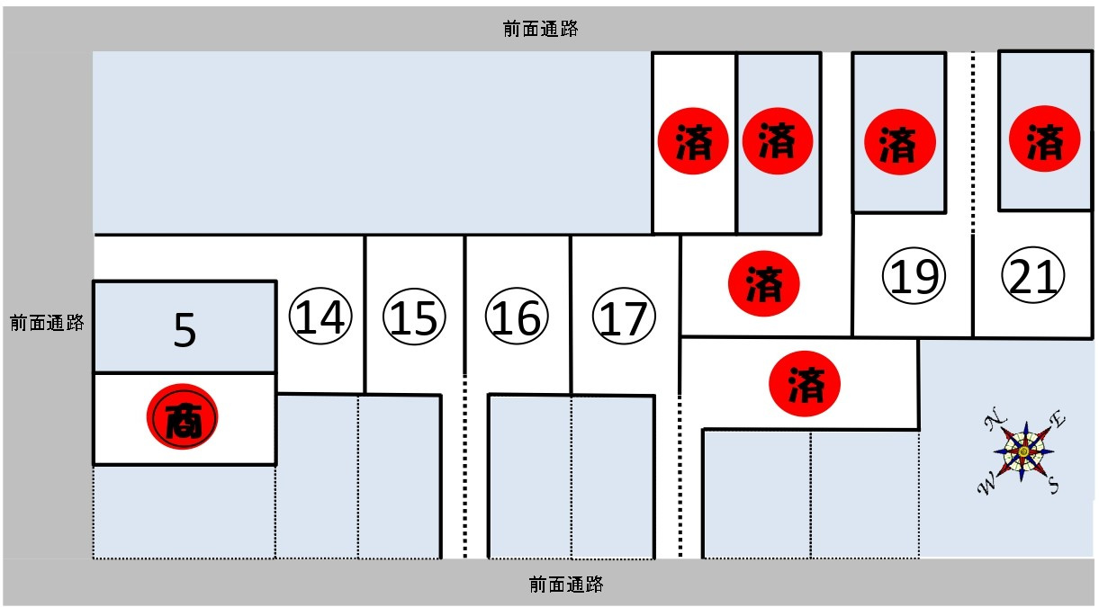 草津市新堂町21号地　建築条件無し売土地の区画図