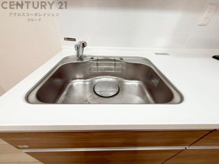 大きなシンクでお鍋などの大きな調理器具を洗う際にも便利です。