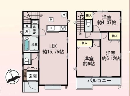 鶴見区中茶屋1丁目新築戸建B号地の間取り|新築戸建　3LDK　土地面積：93.50平米　建物面積：76.59平米　南向き