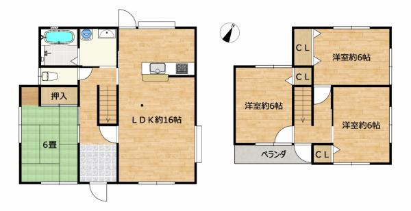 善通寺市原田町　リフォーム戸建の間取り