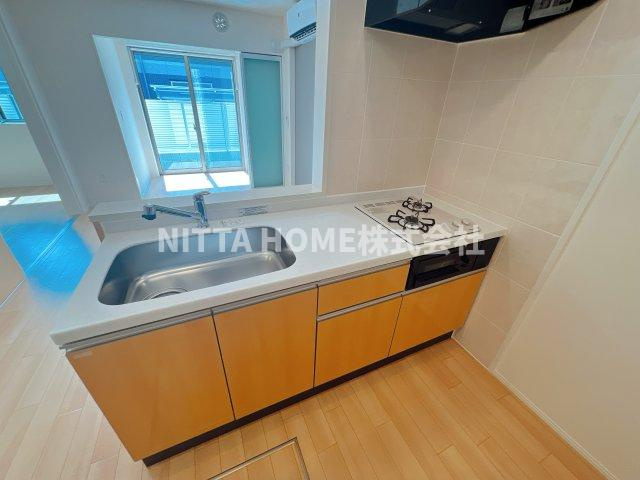 ウイングパークコート（Wing Park Court）のキッチン|２口コンロのカウンターキッチンを設置済みです!(^^)!