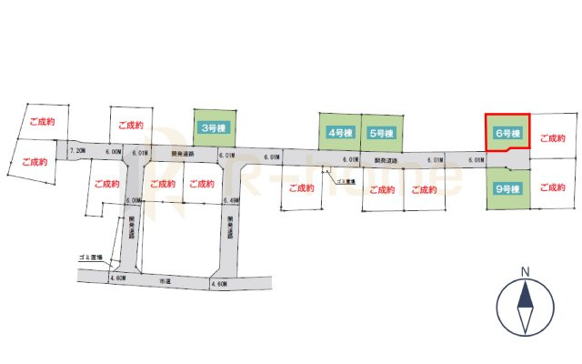 笠間市平町23-P1　新築戸建て　6号棟の区画図|大きなお買い物だからこそ、メリット・デメリットを伝えさせて頂きます。
R-homeにお任せください♪
