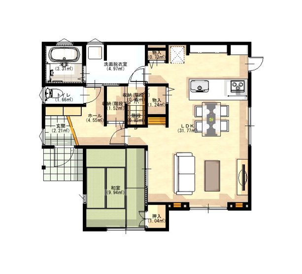 水回り回遊動線の為家事が素早く行えます。