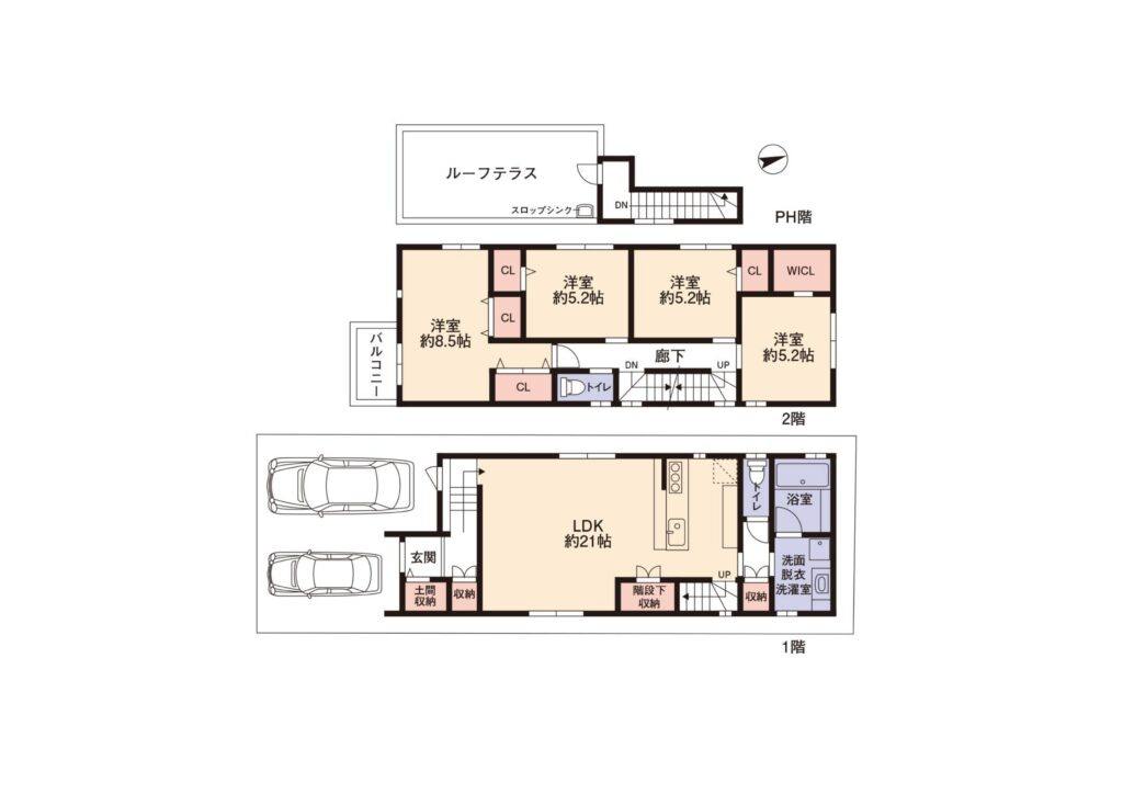 神戸市垂水区星陵台　新築戸建ての間取り
