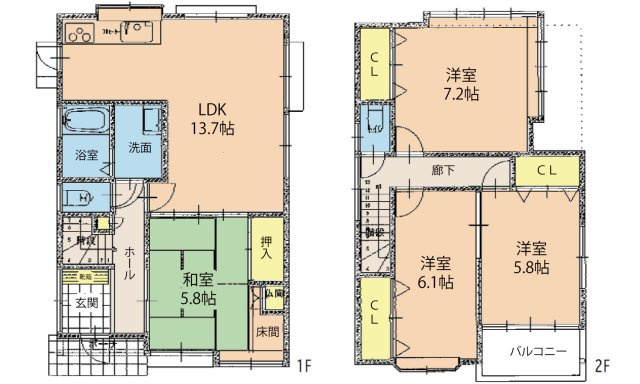 広島市東区中山上２丁目 　中古一戸建ての間取り