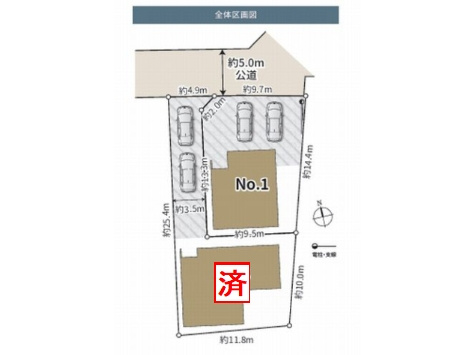 【仲介手数料０円】相模原市緑区太井XV　新築一戸建て　1号棟　全2棟の区画図|相模原市緑区太井XV　新築一戸建て　全2棟