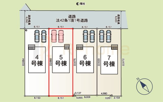 土浦市乙戸南第6　新築戸建て　5号棟の区画図|大きなお買い物だからこそ、メリット・デメリットを伝えさせて頂きます。
R-homeにお任せください♪