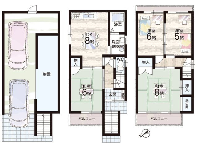 交野市森北2丁目　中古一戸建ての間取り|4DK+物置 大型収納もできる物置あり！