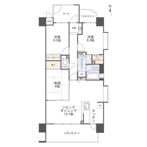 アルファステイツ三条Ⅱの間取り